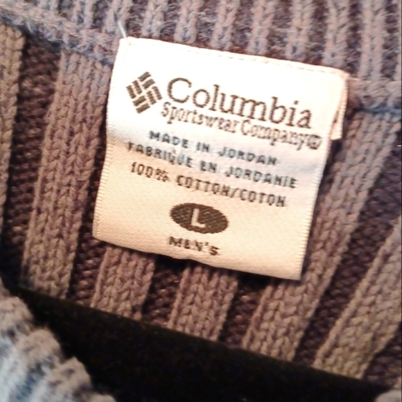 COLUMBIA Men's Textured Vertical Striped 100% Cotton Sweater - Picture 3 of 7